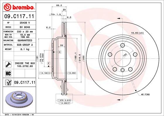 Brembo 09.C117.11 - Jarrulevy inparts.fi