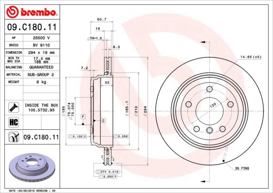 Brembo 09.C180.11 - Jarrulevy inparts.fi