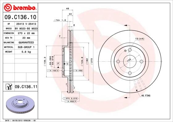 Brembo 09.C136.11 - Jarrulevy inparts.fi