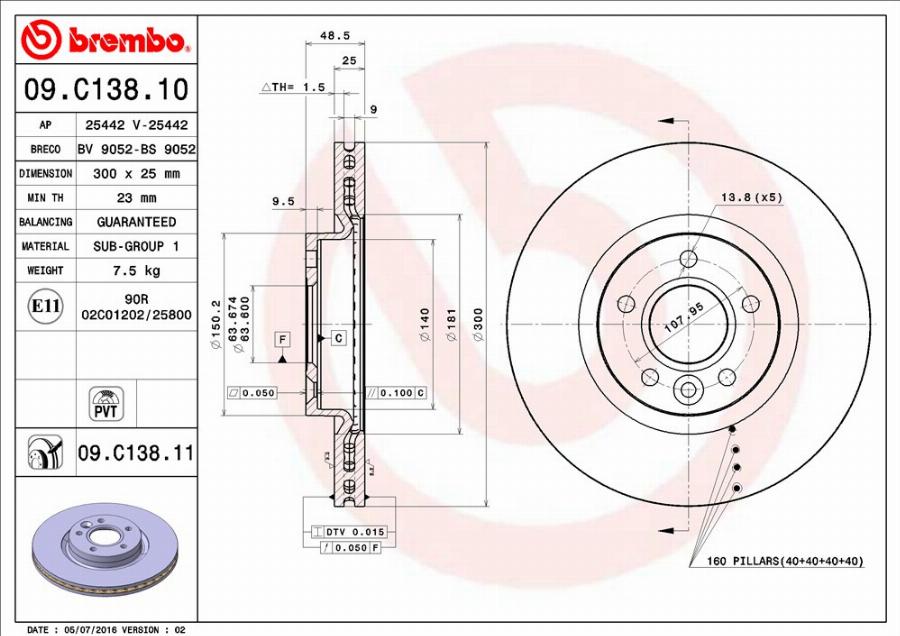 Brembo 09.C138.11 - Jarrulevy inparts.fi