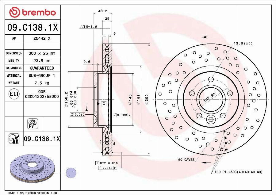 Brembo 09.C138.1X - Jarrulevy inparts.fi
