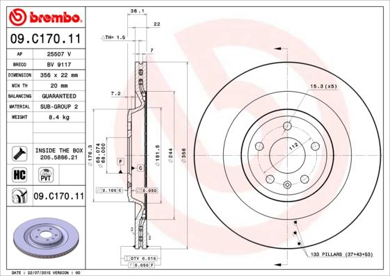 Brembo 09.C170.11 - Jarrulevy inparts.fi