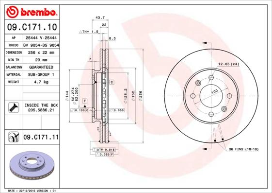 Brembo 09.C171.11 - Jarrulevy inparts.fi