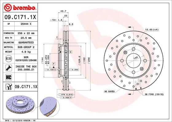 Brembo 09.C171.1X - Jarrulevy inparts.fi