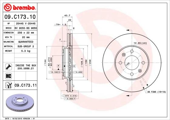 Brembo 09.C173.11 - Jarrulevy inparts.fi