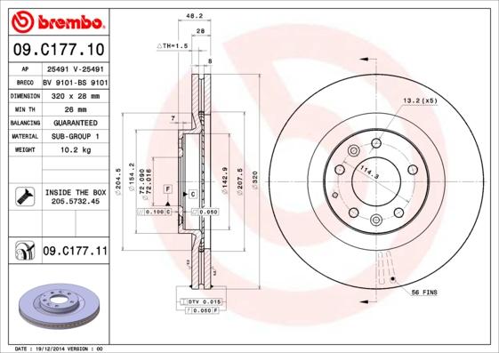 Brembo 09.C177.11 - Jarrulevy inparts.fi