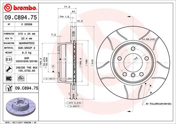 Brembo 09.C894.75 - Jarrulevy inparts.fi