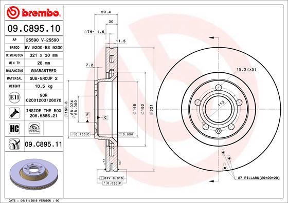 Brembo 09.C895.11 - Jarrulevy inparts.fi