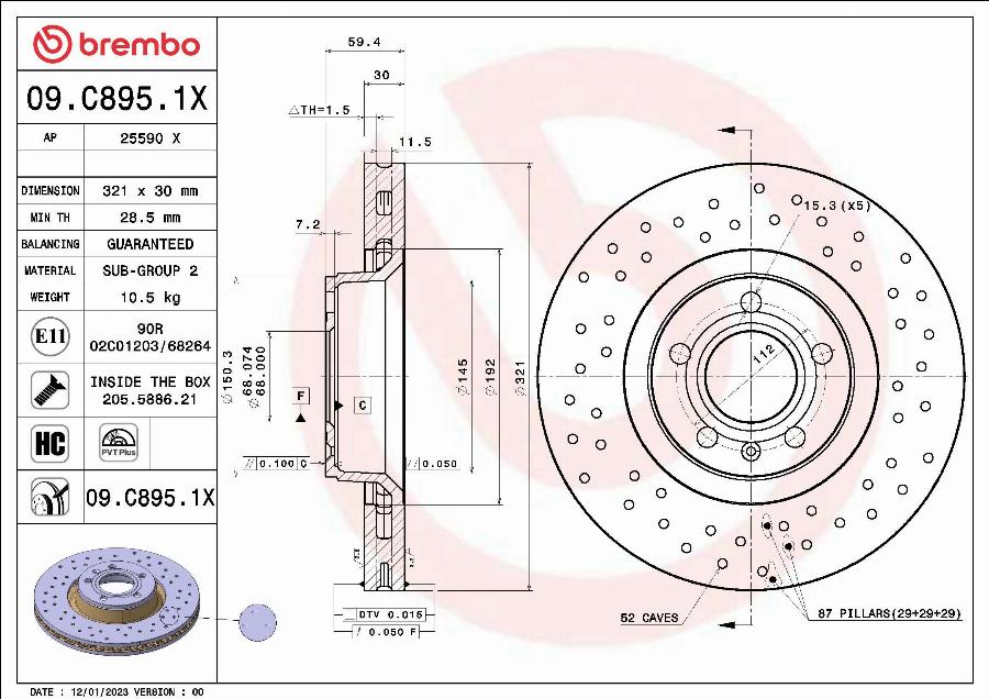 Brembo 09.C895.1X - Jarrulevy inparts.fi