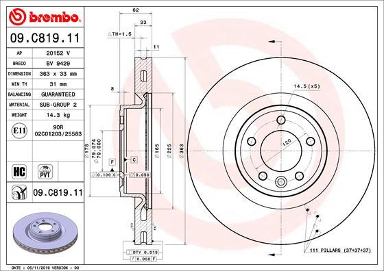 Brembo 09.C819.11 - Jarrulevy inparts.fi