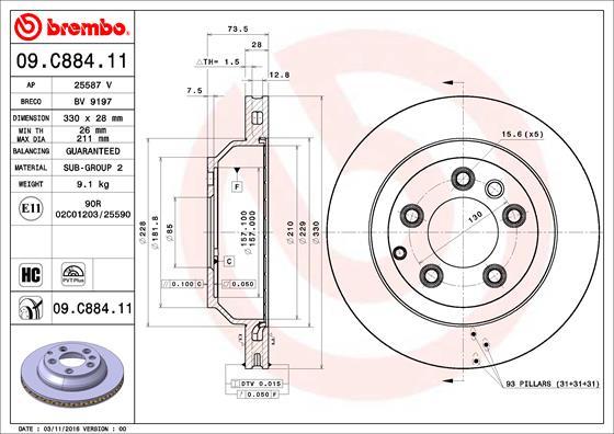 Brembo 09.C884.11 - Jarrulevy inparts.fi