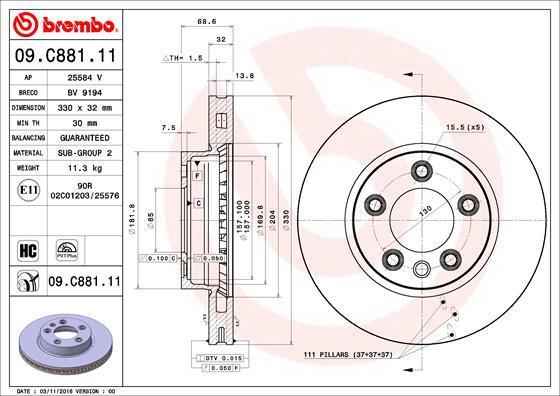 Brembo 09.C881.11 - Jarrulevy inparts.fi