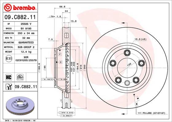 Brembo 09.C882.11 - Jarrulevy inparts.fi