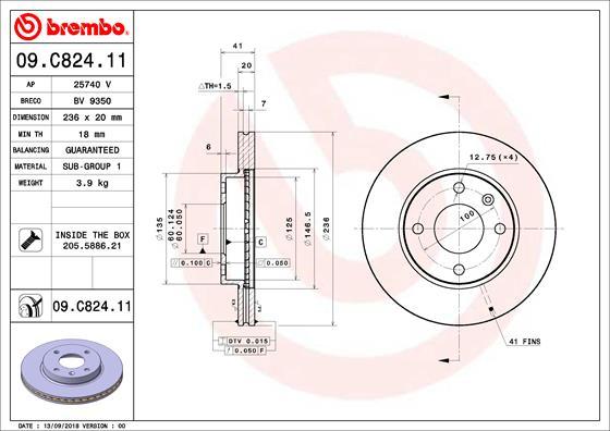 Brembo 09.C824.11 - Jarrulevy inparts.fi