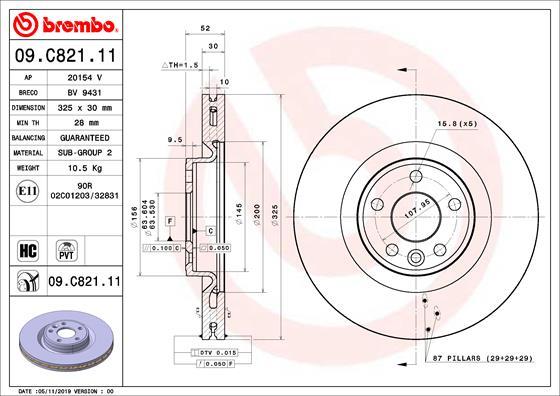 Brembo 09.C821.11 - Jarrulevy inparts.fi