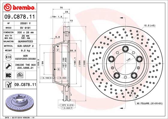 Brembo 09.C878.11 - Jarrulevy inparts.fi