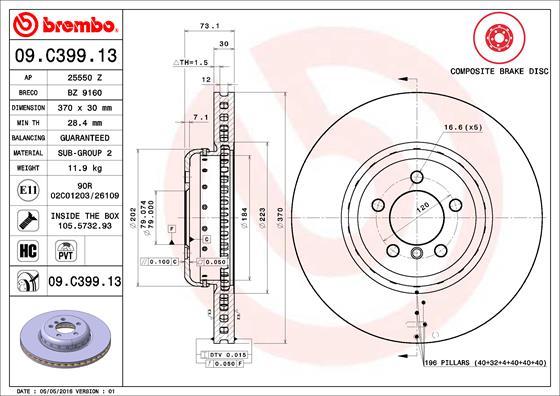 Brembo 09.C399.13 - Jarrulevy inparts.fi