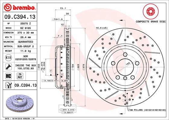 Brembo 09.C394.13 - Jarrulevy inparts.fi