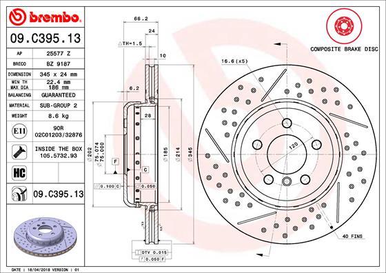 Brembo 09.C395.13 - Jarrulevy inparts.fi