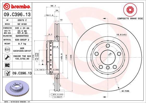 Brembo 09.C396.13 - Jarrulevy inparts.fi