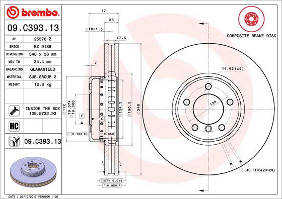 Brembo 09.C393.13 - Jarrulevy inparts.fi