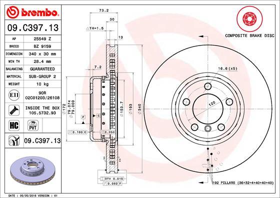 Brembo 09.C397.13 - Jarrulevy inparts.fi