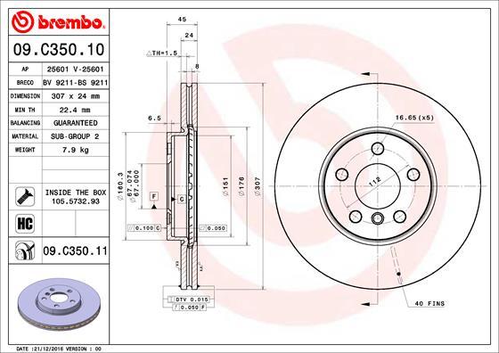 Brembo 09.C350.11 - Jarrulevy inparts.fi