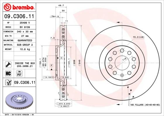 Brembo 09.C306.11 - Jarrulevy inparts.fi