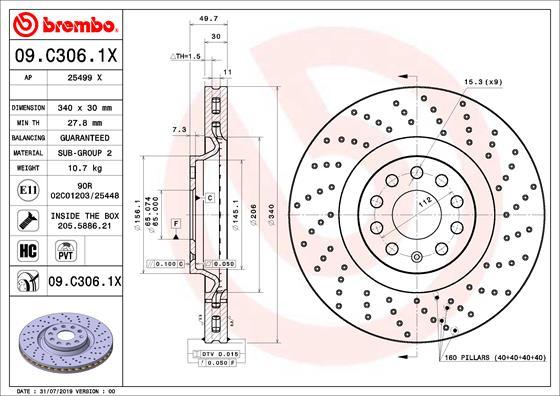 Brembo 09.C306.1X - Jarrulevy inparts.fi