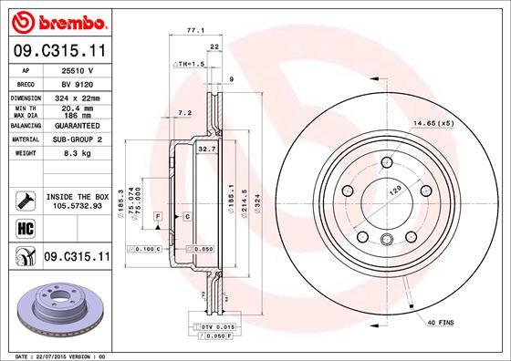 Brembo 09.C315.11 - Jarrulevy inparts.fi