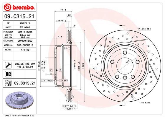 Brembo 09.C315.21 - Jarrulevy inparts.fi