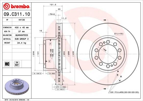 Brembo 09.C311.10 - Jarrulevy inparts.fi