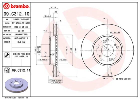 Brembo 09.C312.11 - Jarrulevy inparts.fi