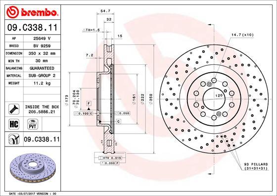 Brembo 09.C338.11 - Jarrulevy inparts.fi