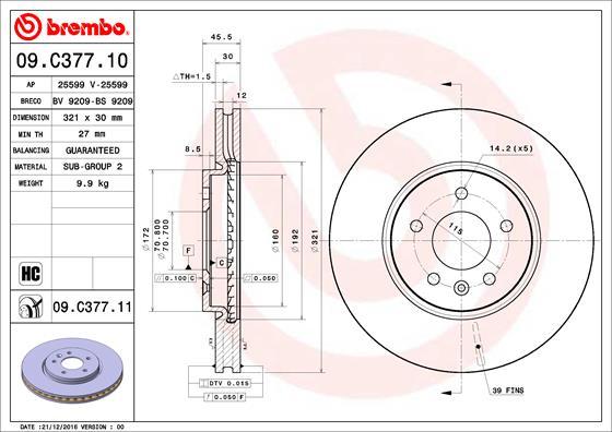 Brembo 09.C377.11 - Jarrulevy inparts.fi