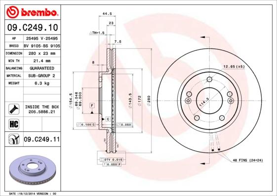 Brembo 09.C249.11 - Jarrulevy inparts.fi