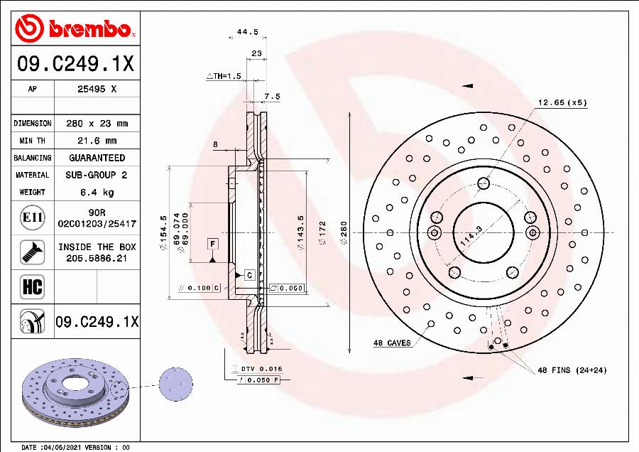 Brembo 09.C249.1X - Jarrulevy inparts.fi