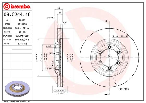 Brembo 09.C244.10 - Jarrulevy inparts.fi