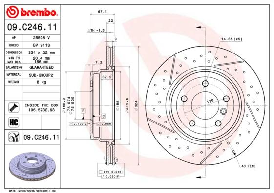 Brembo 09.C246.11 - Jarrulevy inparts.fi