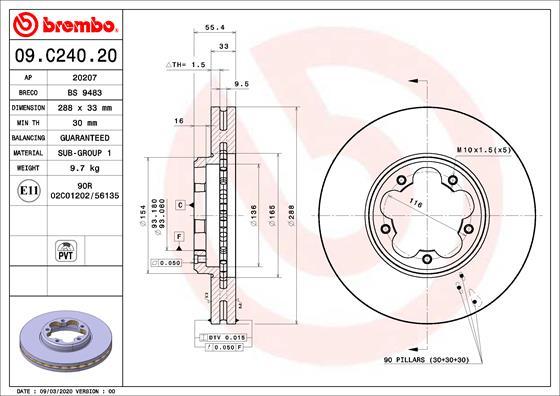 Brembo 09.C240.20 - Jarrulevy inparts.fi