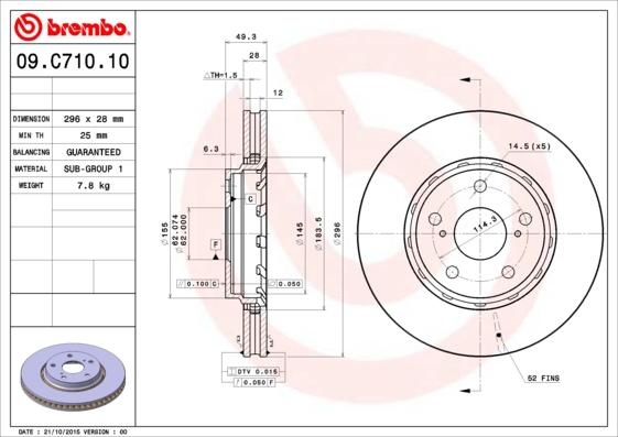 Brembo 09.C710.11 - Jarrulevy inparts.fi