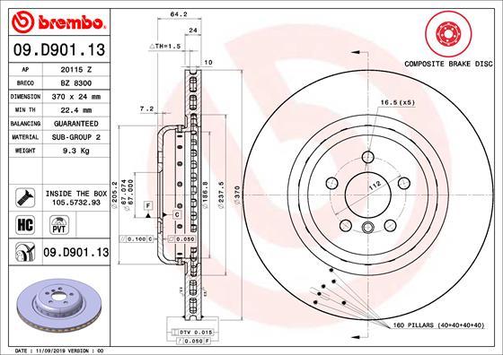 Brembo 09.D901.13 - Jarrulevy inparts.fi