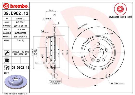 Brembo 09.D902.13 - Jarrulevy inparts.fi