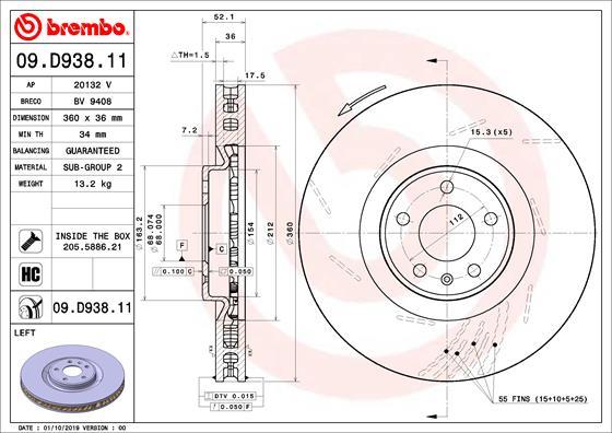 Brembo 09.D938.11 - Jarrulevy inparts.fi