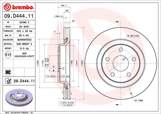 Brembo 09.D444.11 - Jarrulevy inparts.fi