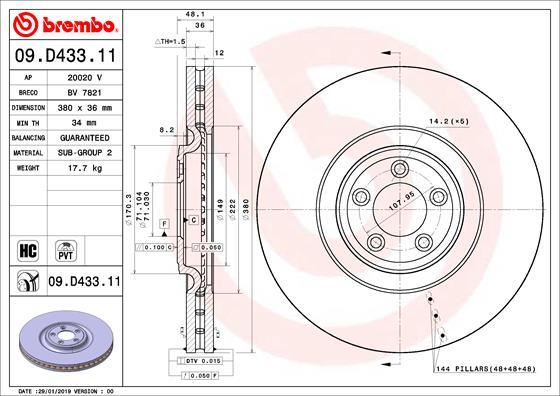 Brembo 09.D433.11 - Jarrulevy inparts.fi