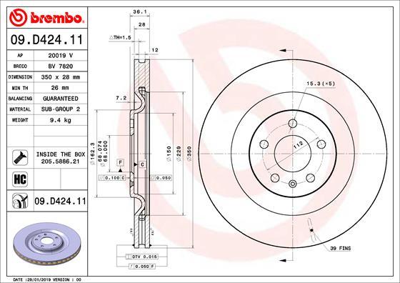 Brembo 09.D424.11 - Jarrulevy inparts.fi