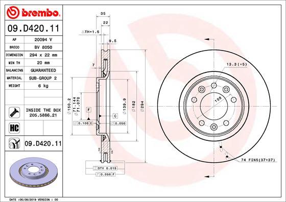 Brembo 09.D420.11 - Jarrulevy inparts.fi