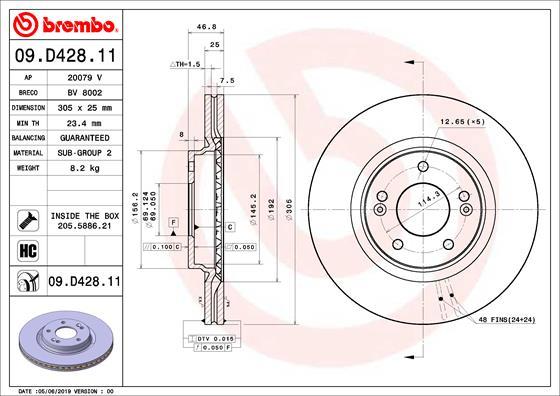 Brembo 09.D428.11 - Jarrulevy inparts.fi