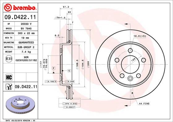 Brembo 09.D422.11 - Jarrulevy inparts.fi